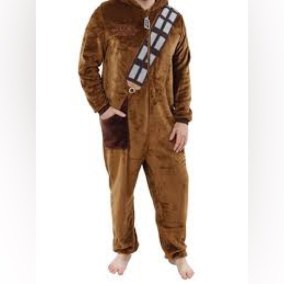 Star Wars Other - Star wars chewbaca Brown Furry Hooded Onesie with Bandolier Accent